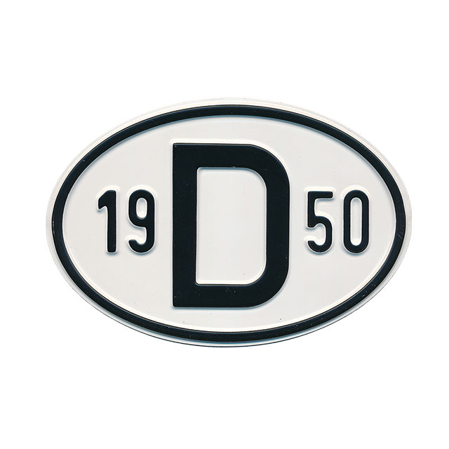 D-Schild mit Jahreszahl 1949 - 1986, Aluminium
